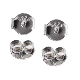 HESSION 4 PCS 925 Silver Earring Backs Replacements 18K White Gold Plated Earring Locking