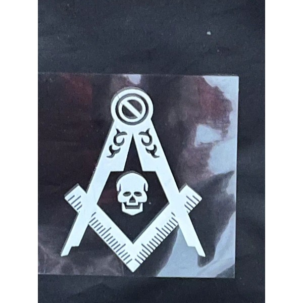Set of 2 Masonic Tail Light Stickers Square Compass Skull