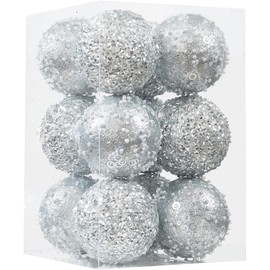Adornos de bola de Navidad, árbol de Navidad plateado inastillable, bolas de Navidad colgantes de plástico para festivales, decoraciones de fiesta (70 mm/2.76 pulgadas, 12 unidades)