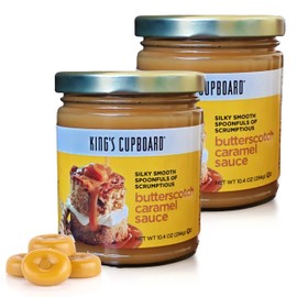 King's Cupboard Butterscotch Caramel Sauce and Gourmet Dessert Topping - (2 pack) Ice Cream Topping, Dessert Sauce, Syrup Perfect For Baking