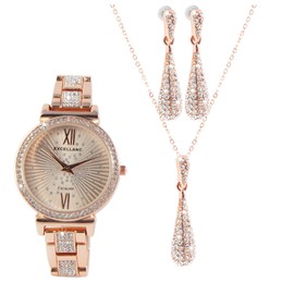 Excellanc 1800177 Women's Jewellery Set Watch Necklace Earrings Rhinestone Analogue Quartz, Metal, Quartz, rhinestones