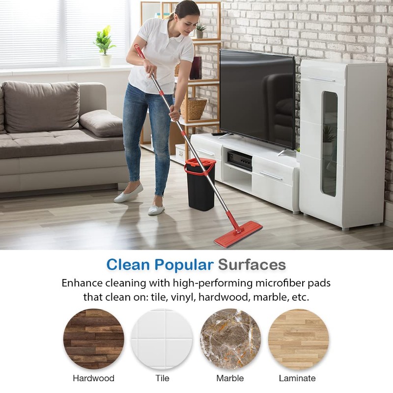 Tethys Flat Floor Mop and Bucket Set for Professional Home