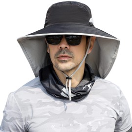 HUAMULAN Women Men Wide Brim Sun Hat Hiking Fishing Hats with Neck Flap Outdoor Safari Cap Waterproof Quick Dry UV Protection