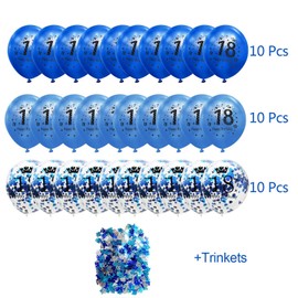 Balloons 18th Birthday Decoration, Pack of 30 Balloons 18th Birthday Boy Girl 12 Inch Latex Balloons Confetti Blue, Birthday Decoration 18 Years, Birthday Party Anniversary Decoration