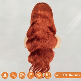 Aoque Jengibre Naranja Cuerpo Onda Encaje Frontal Pelucas Cabello Humano 180% Densidad 13X4 Hd Transparente Encaje Frontal Pelucas Para Mujeres 350# Color Glueless Pelucas Cabello H