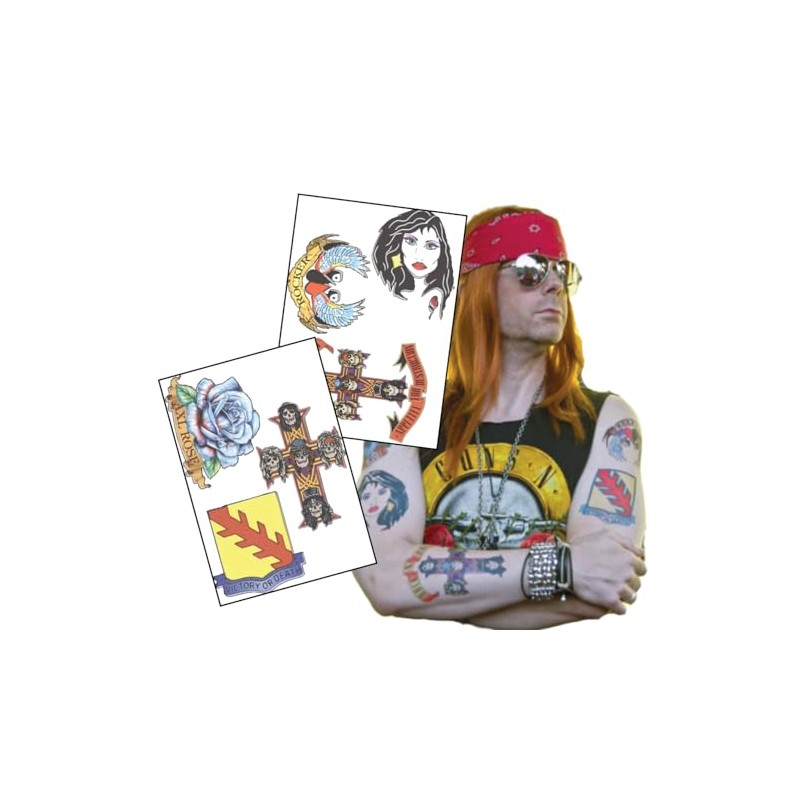 8o's Rocker inspired complete set of Fake Temporary Tattoos |