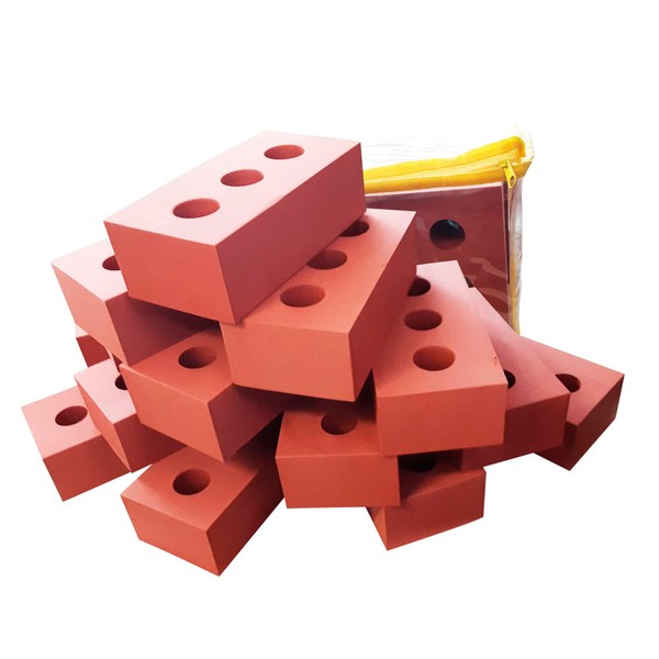 Upper Midland Products 25 Pack Light Weight Toy Foam Bricks Building Blocks for Kids, Life Size Building Blocks for Kids Foam Blocks with Brick Style