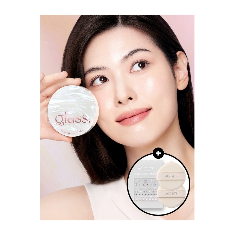 ★Sticker + 2 puffs★ Glass Skin Essence Pact (Soft Pearl
