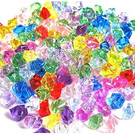VNDEFUL 100PCS Mixed Color Acrylic Clear Crystal Colored Ice Rock Cubes for Vase Fillers or Table Scatters