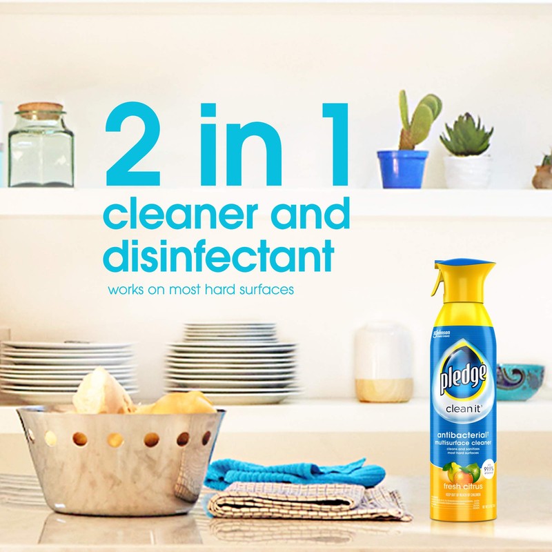 Pledge Antibacterial Multisurface Cleaner Spray, Fresh Citrus - Household Antibacterial