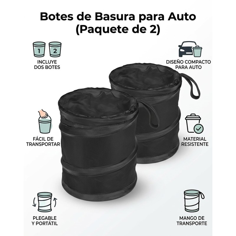 2 Botes de Basura para Auto, Bote de Basura para