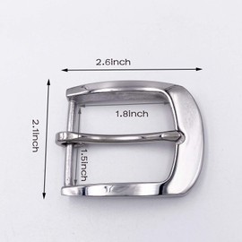 LAXPICOL 40mm Heavy Duty Stainless Steel Square Belt Buckle - Silver - Medium, 3