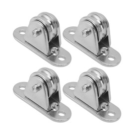 Small Single Pulley Block, V Type Stainless Steel Silent Pulley Roller Wall Mounted Fixed Pulley for DIY Equipment Wire Rope Rail Sliding Gate (4PCS)