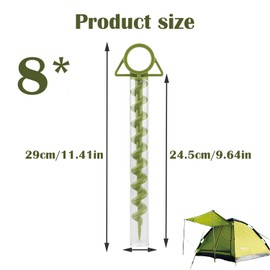 Tent Pegs, Pack of 8 Tent Pegs with Thread Screw Pegs, Tent Pegs, Sand, Sand Pegs, Beach Sand Anchor, Tent Ground Anchor, Trampoline for Camping, Outdoor, Beach and Hiking (Green)