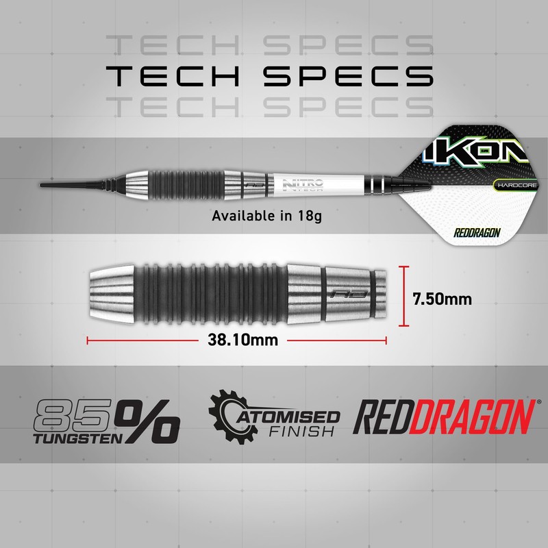 RED DRAGON Ikon 1.2 20 Gram Professional Tungsten Softip Darts