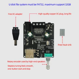 Mini 50Wx2BT5.0 Wireless Audio Digital Power Amplifier Infinite Tuning Stereo Board Amplifier Dual Channel Amplifier Fixado C50L