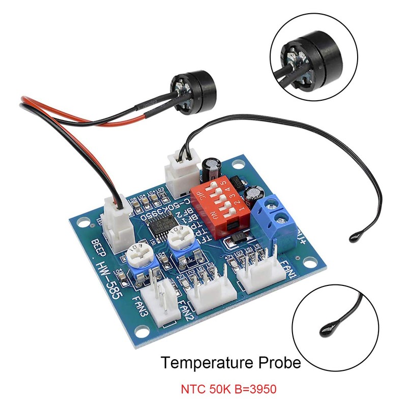Youmile Four-Wire Thermostat 12 V PWM Fan Speed Controller Module