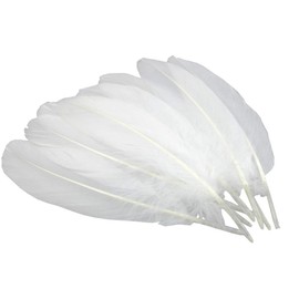 100PCS Pure White 6-9inches White Goose Feathers Kindergarten DIY Crafts Accessories Large Feather Home Wedding Birthday Xmas Party Stage Pomp Props Flower Decoration Supply