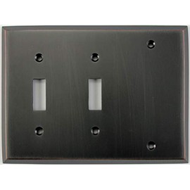 Oil Rubbed Bronze 3 Gang Combo Wall Plate - 2 Toggle Switch 1 Blank
