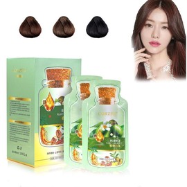 Natural Plant Hair Dye, New Botanical Bubble Hair Dye 30ml 10Packs/Box, Pure Plant Extract for Grey Hair Color Bubble Dye, Color Conditioner Shampoo - Color: Chestnut brown