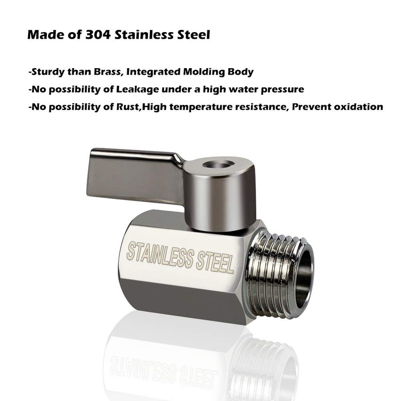 Showerhead Shut Off Valve with Stainless Handle, 304 Stainless Steel