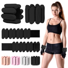 Wrist Weights, 2Pack Wearable Wrist Ankle Weights for Women & Men, Adjustable Arm and Leg Weights, Silicone Weighted Bangles for Walking Yoga Pilates Running Dance Gym 2lb (Black)