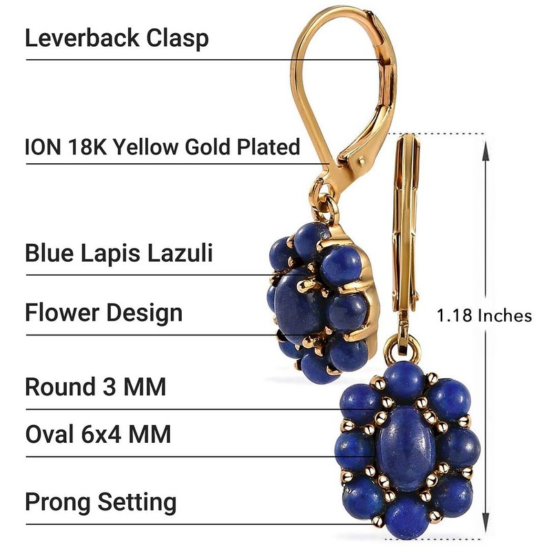 Shop LC Blue Lapis Lazuli Dangle Earrings for Women 18K
