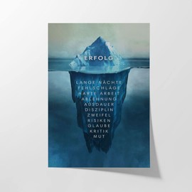 Hustling Sharks® Motivational Pictures on Poster as XXL Wall Picture Iceberg of Success - Poster in Portrait Format, Motivational Poster for Office, Poster with Sayings, Success Pictures, Office