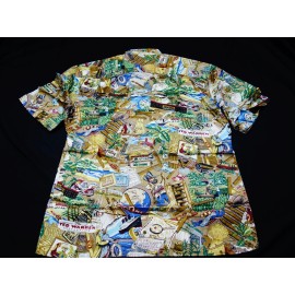 Reyn Spooner NEW! REYN SPOONER CAMP SHIRT  -L- CUBAN CIGAR SMOKE HAVANA PIRATE BIRD USA LAWN