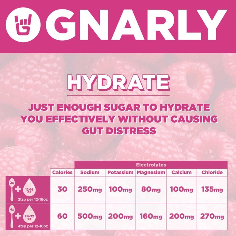 Gnarly Nutrition Hydrate Electrolyte Powder – Raspberry Exercise Hydration Drink