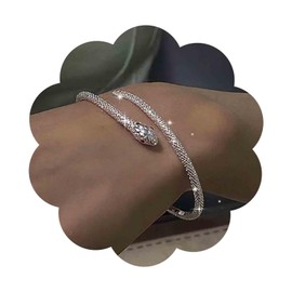 Aneneiceera Vintage Snake Cuff Bracelet Silver Open Snake Bracelet Gothic Snake Cuff Bangle Punk Snake Statement Bracelet Chain Jewelry for Women Girls, Metal