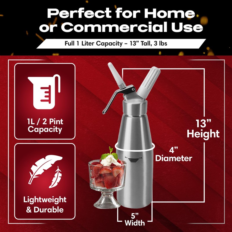 Chef Master (2 Pint / 1 Liter) Aluminum Whipped Cream