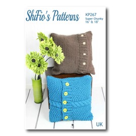 Knitting Pattern for Super Chunky Cushion Covers, Cushion Cover Knitting Pattern, Plain and Cabled, 2 Sizes 41cm (16”) and 46cm (18”), Remote Control Holder, KP267