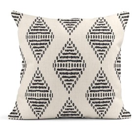 ArtSocket Set of 4 Throw Pillow Covers Ikat Tribal and Boho Bohemian Black Ethnic Herringbone for Ideas Decor Linen Outdoor Pillow Cases Home Decorative Square 16x16 Inches Pillowcases