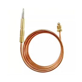 Gas Thermocouple M8 Thread, 600 mm Length, Thermocouple Fireplace Replacement Kit, Heating Gas Burner Probe, Replacement Part for Outdoor Heating, Fireplace and Grill, Includes Connection Nuts