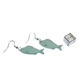 Miniblings Fish Earrings Fish Wooden Light Blue – Handmade Fashion Jewellery I Earrings Silver Plated, Cotton