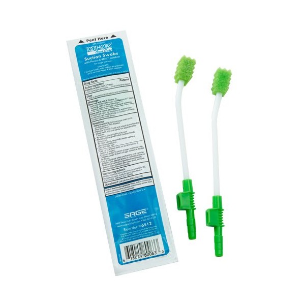 Toothette® Oral Care Single Use Suction Swab System with Perox-A-Mint Solution - Each (1 System/Package)