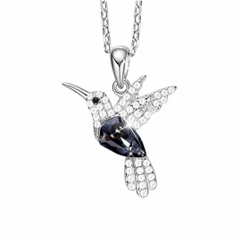 Mayfer | Collar de plata esterlina .925 para mujer con dije colgante de colibri decorado con cristales austriacos - Color humo
