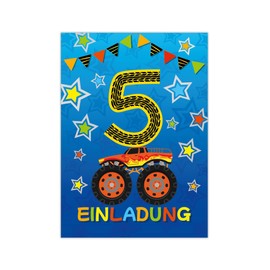 Junapack 5th Birthday Invitations for Children's 5th Birthday Boys Monster Truck Car Birthday Invitations Pack of 12