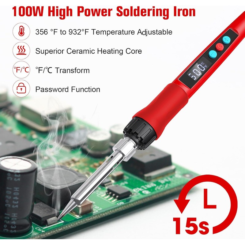Soldering Iron Kit, 100W LED Digital Solder Gun kits with
