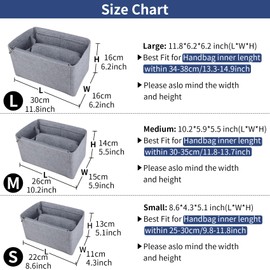 NOTAG Purse Organizer Insert Felt Bag Organizer with Zipper Bag for Handbags Tote Dividers Shaper (L,Grey)