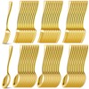 Gold Plastic Silverware Set, Disposable Cutlery Utensils with Gold Mini Forks and Gold Mini Spoons, 4 Inch Tasting Fork and Tasting Spoons for Appetizers Desserts Sampling Cocktails (240 Pcs)
