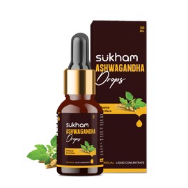 sukham Ashwagandha Liquid Drops- Ashwagandha Root Extract | 3rd Party Lab Tested | Better Energy & Immunity | 1 FL.OZ (40 Servings)- with Withanolides and Withaferins