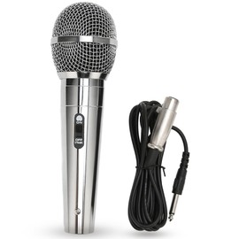 ASHATA Wired Microphone, Karaoke Microphone with 9.8ft XLR Cable, Handheld Mic Compatible with Karaoke Machine/Amp/Mixer/Speaker for Singing Home KTV Speech and Others, Metal