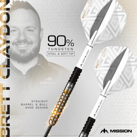 Mission Brett Claydon Black and Gold 90% Soft Darts 21 g