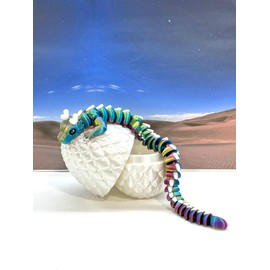 Generic 3D Printed Dragon with Dragon Egg, 12"" Articulated Red Yellow Green Reindeer Dragon, Home Decor Executive Desk Toys,Fidget Toys for Autism/ADHD D055-WE, Large