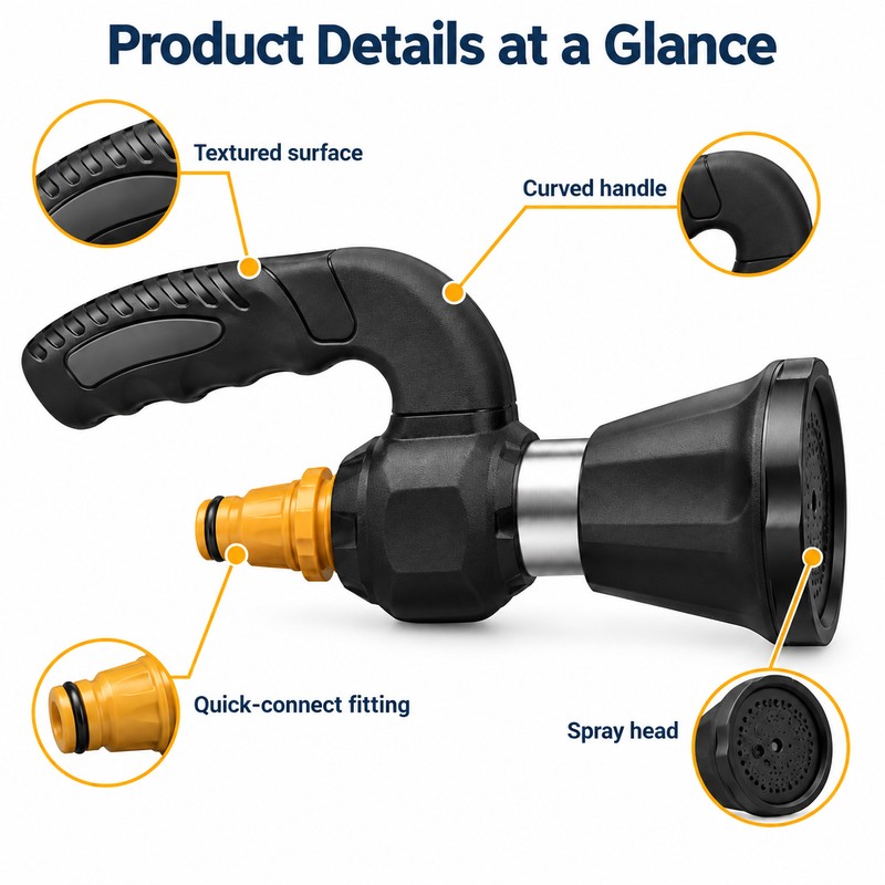 Garden Hose Spray Nozzle for Cleaning – Variable Spray Water