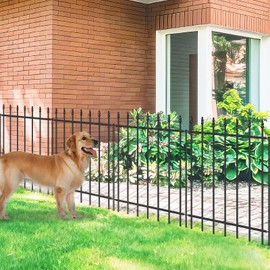 FOREHOGAR Metal Garden Fence 30 in H x 10 ft L,Border Fence Panels Animal Barrier for Dogs, No Dig Garden Fencing for Yard Patio Flower Bed Lawn Outdoor,5 Panels + 6 Stakes Black