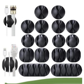Ohill Cable Clips,16 Pack Black Adhesive Cord Holders, Ideal Cable Cords Management