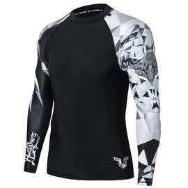 HUGE SPORTS Wildling Series UV Protection Quick Dry Compression Rash Guard for Men Eagle S